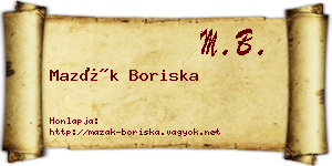Mazák Boriska névjegykártya